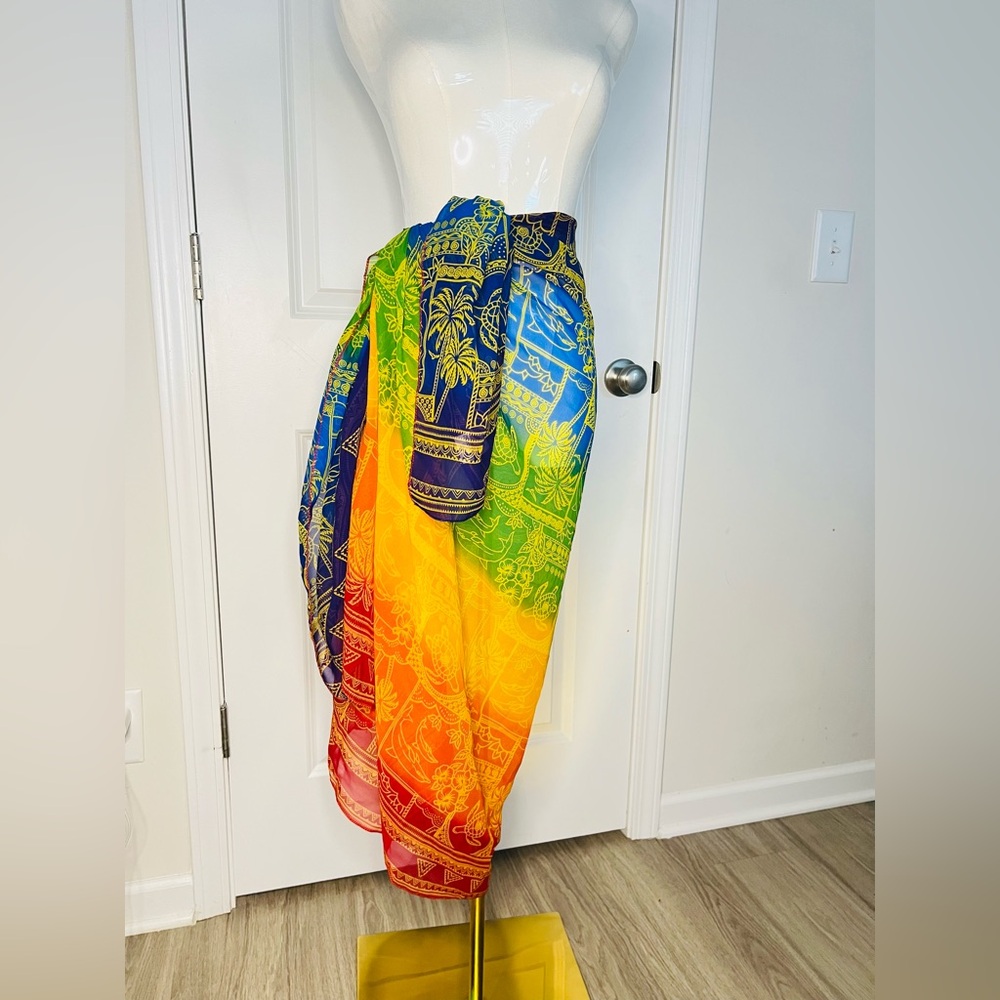 Vibrant Multicolor Multi Purpose Beach Scarf With… - image 4